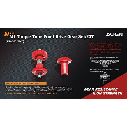 H70G001NX Align Trex M1 Torque Tube Front Drive Gear Set/23T-Mad 4 Heli