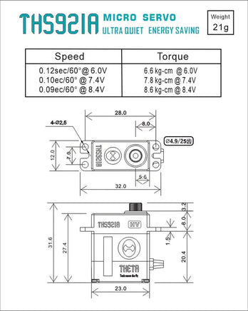 THETA THS921A HV Micro Coreless Servo-Mad 4 Heli