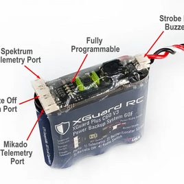AAVXG0118-V3 XGuard Plus C60 V3 Power Backup System 60F w/Telemetry, Alarm, Remote Off & Radio Switch ports-Mad 4 Heli