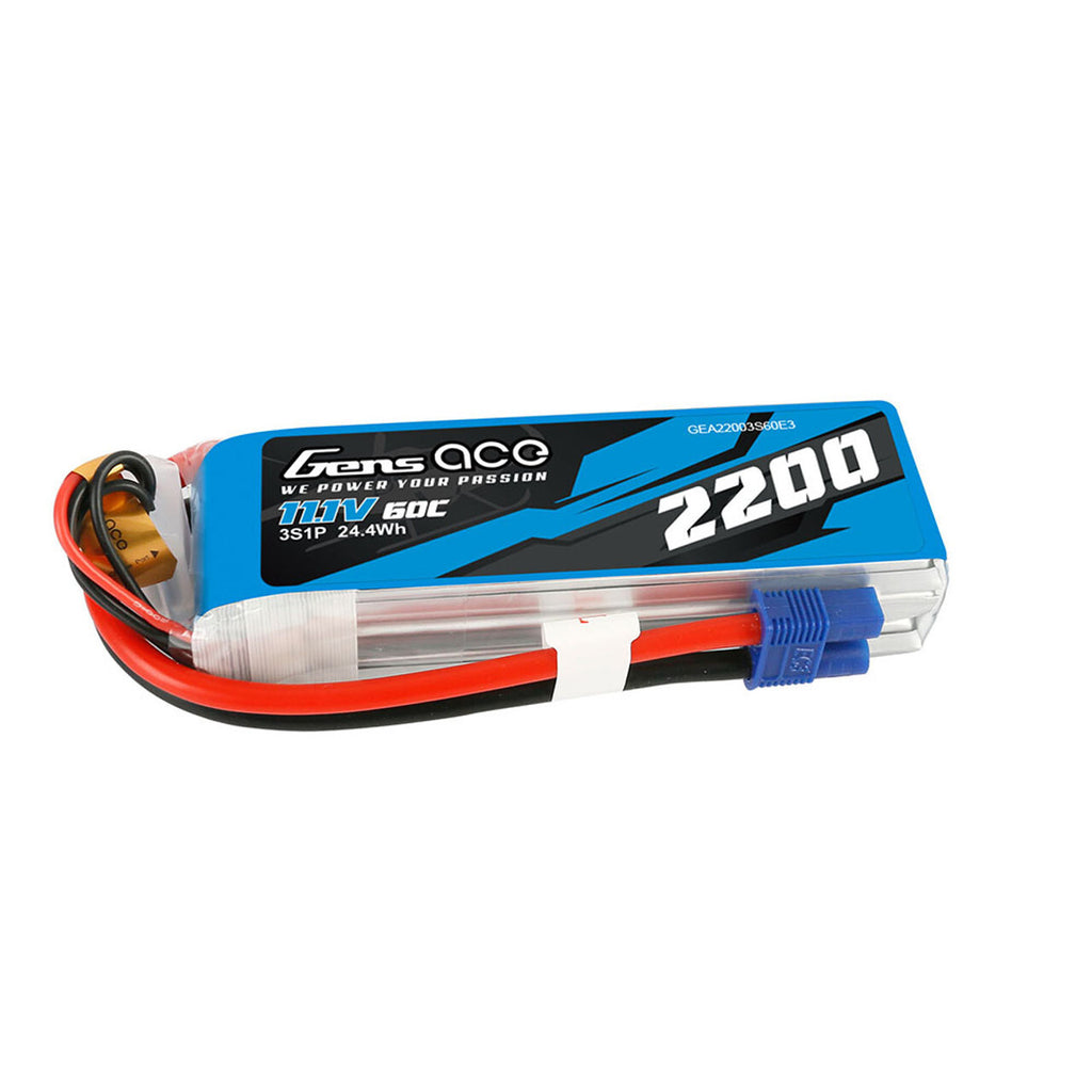 Gens Ace 3S 2200mAh 11.1V 60C Soft Case LiPo Battery (EC3)