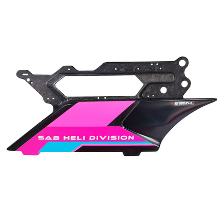 H2337-PB-S Forged CF Side Frame Pink/Blue Left (SX) - Goblin Genesis F3C - Mad 4 Heli