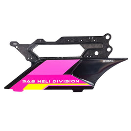 H2337-PY-S Forged CF Side Frame Pink/Yellow Left (SX) - Goblin Genesis F3C - Mad 4 Heli
