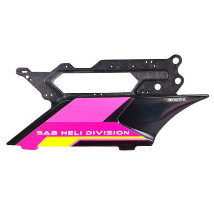 H2337-PY-S Forged CF Side Frame Pink/Yellow Left (SX) - Goblin Genesis F3C - Mad 4 Heli