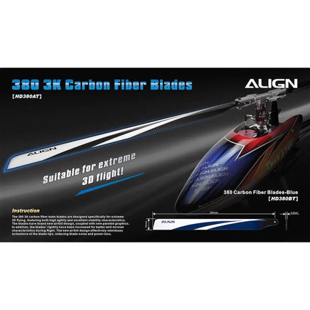 HD380A Align Trex 380 Carbon Fiber Blades-Mad 4 Heli