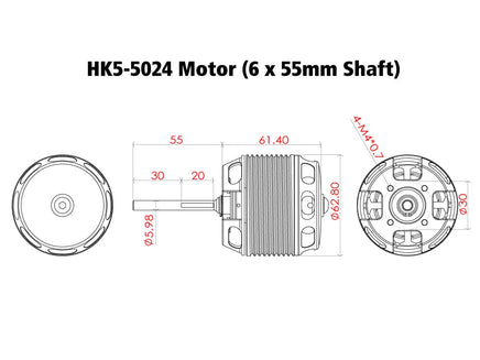 Scorpion HK5-5024-475kv (6 x 55mm shaft) (special order)-Mad 4 Heli