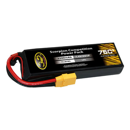 Scorpion Power 2200mAh 75C 7.4V 2S with Dean-Mad 4 Heli