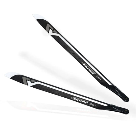 VENTURE 601mm Premium CF Blades – Silver (Due Mid Sep)-Mad 4 Heli