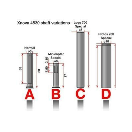 Xnova 4530 Shaft, size D X4530SD-Mad 4 Heli